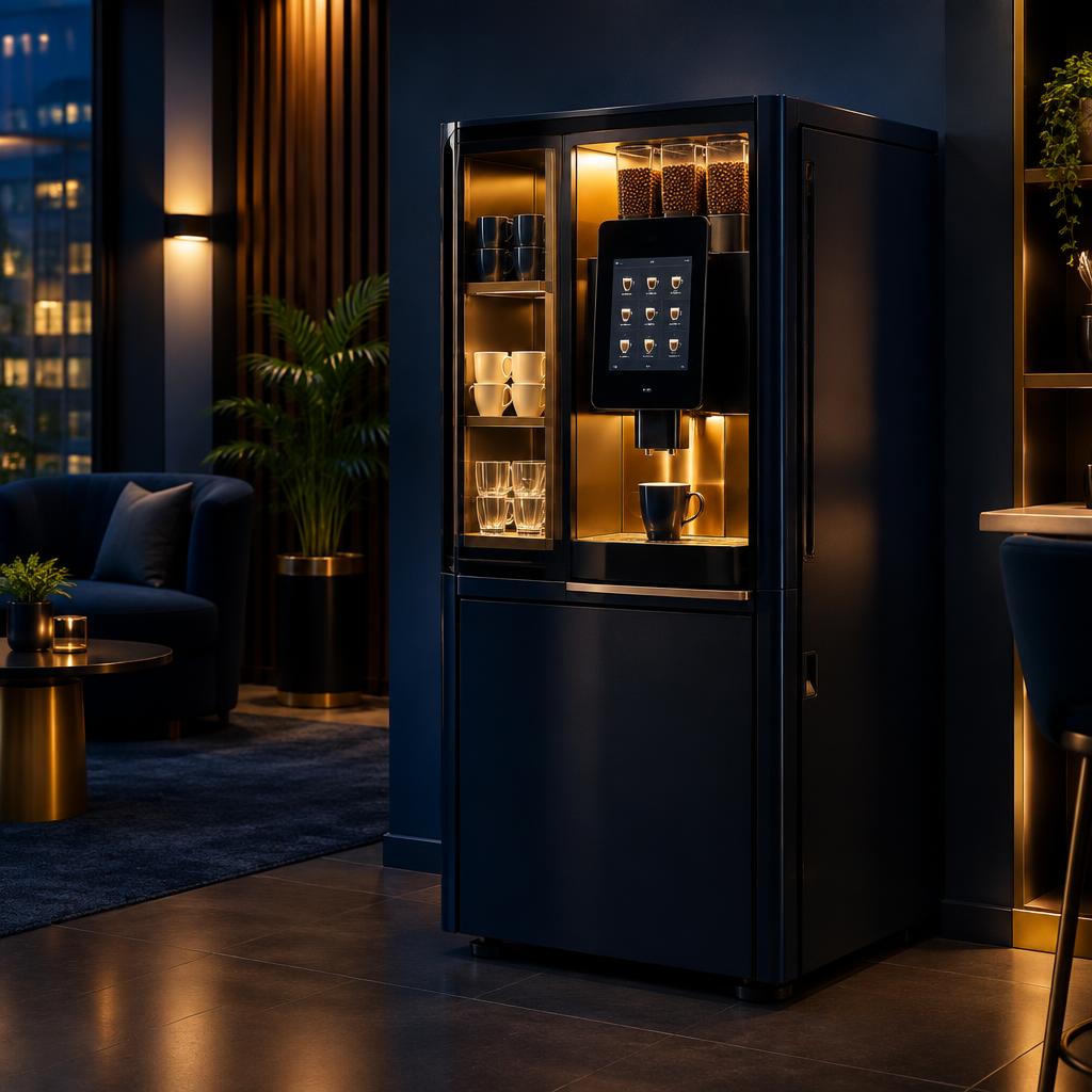 Barista-style coffee vending machine in a workplace lounge